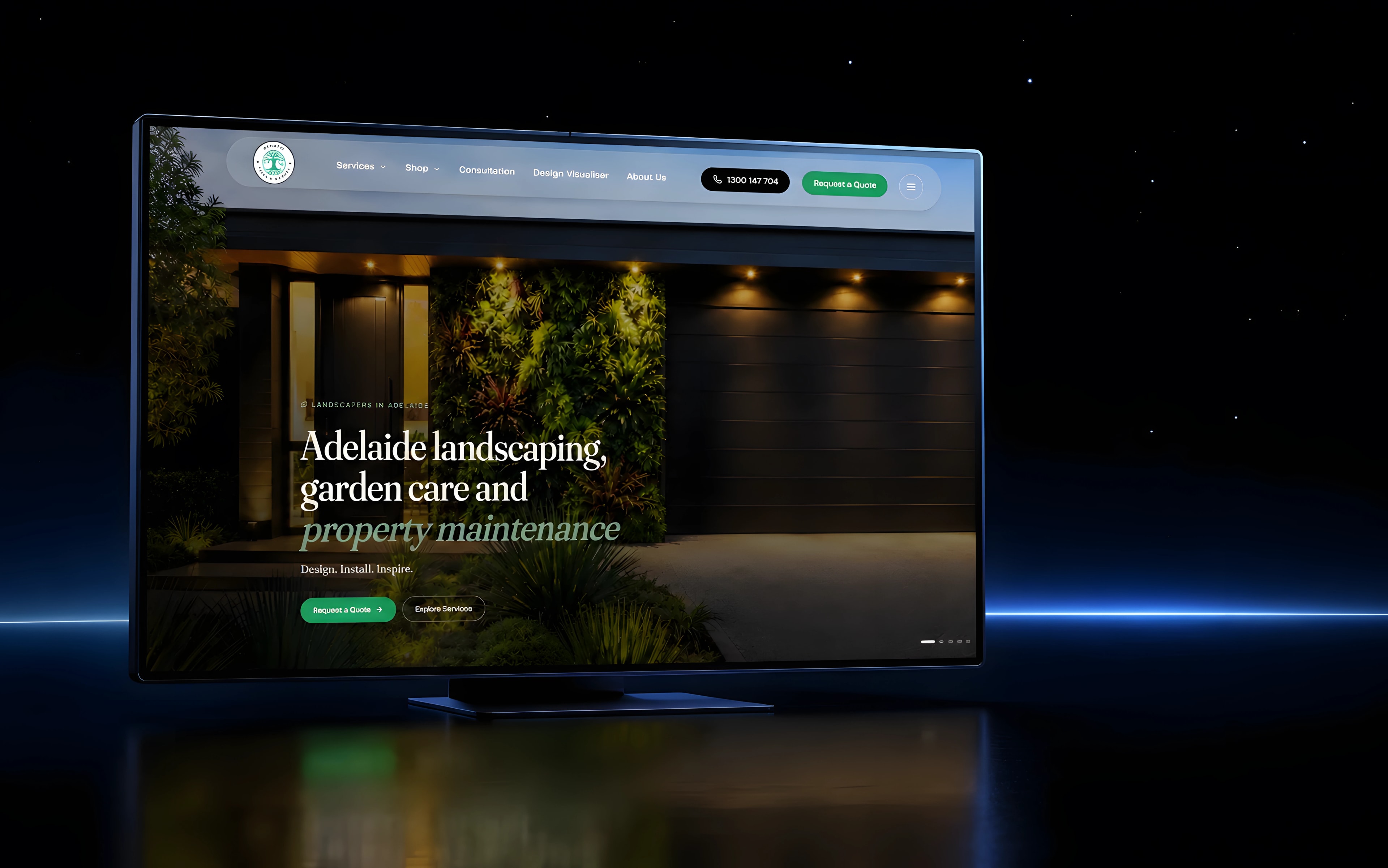 Homepage, desktop
